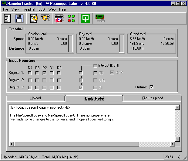 Screendump of HamsterTracker(tm) main screen running under Windows XP!