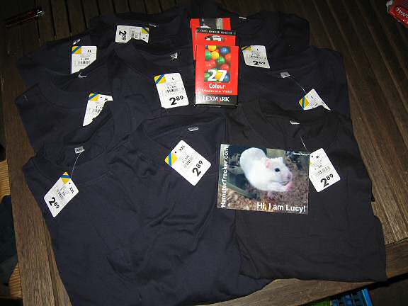 Overly dramatic photograph of wanna-bee HamsterTracker.com shirts.